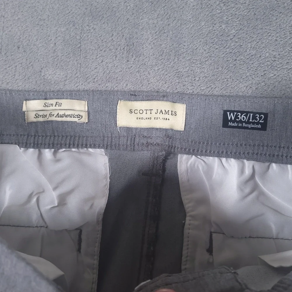 Scott James Slim Fit Stretch Pants‎ Mens 36x32 Grey 5-Pocket NEW SJT-93269-GRY
